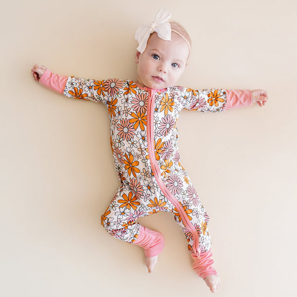 Bamboo Zip Romper | Retro Garden