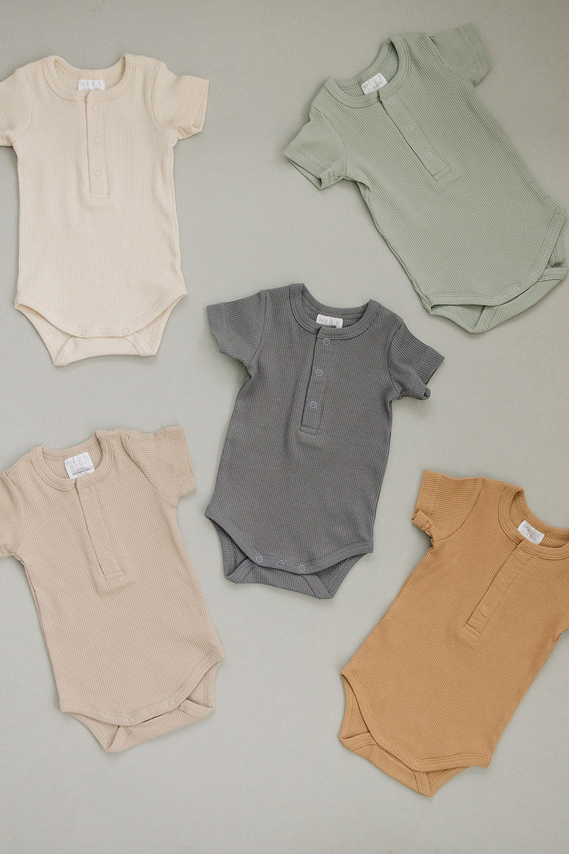 Sage Organic Cotton Ribbed Snap Bodysuit