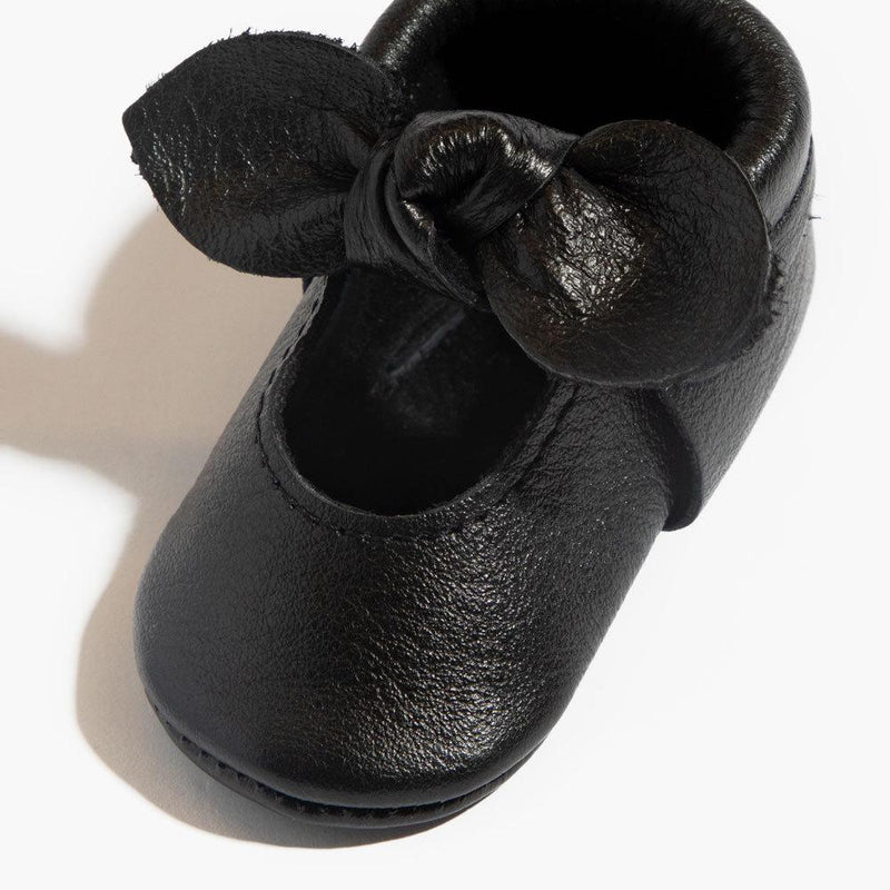 Ebony Knotted Bow Baby Shoe