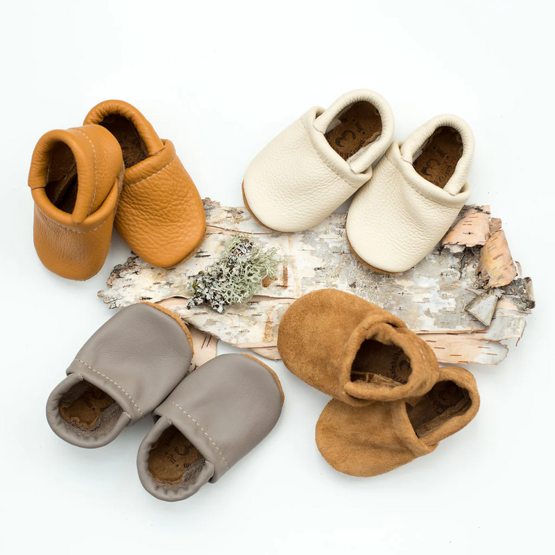 Leather Baby & Toddler Loafer Moccasins - Honey, Mushroom, Cream, Suede