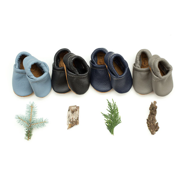 Leather Baby & Toddler Loafer Moccasins - Big Sky, Navy, Grey, Black