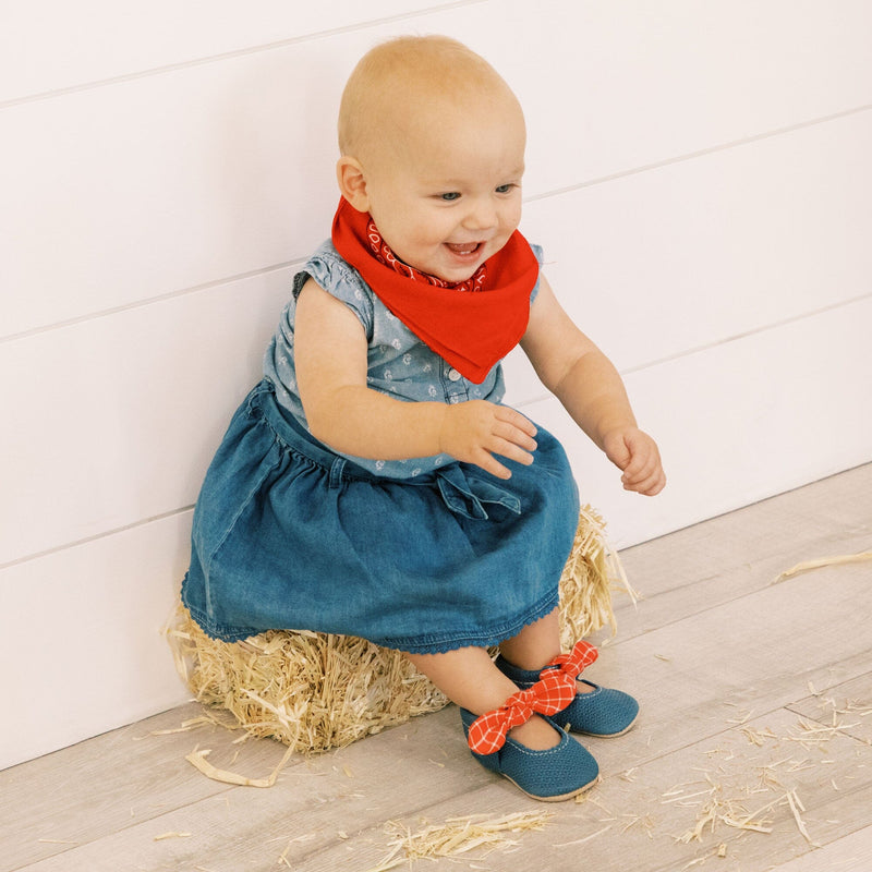 Blue Jean Knotted Bow Baby Shoe