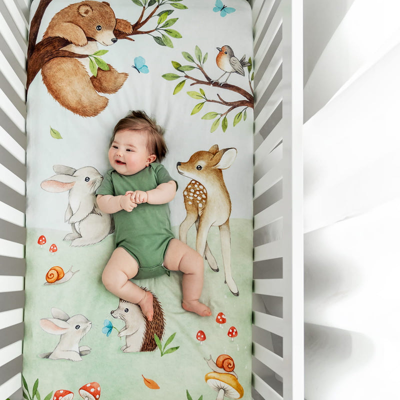 Crib sheet and Swaddle bundle - Enchanted Forest