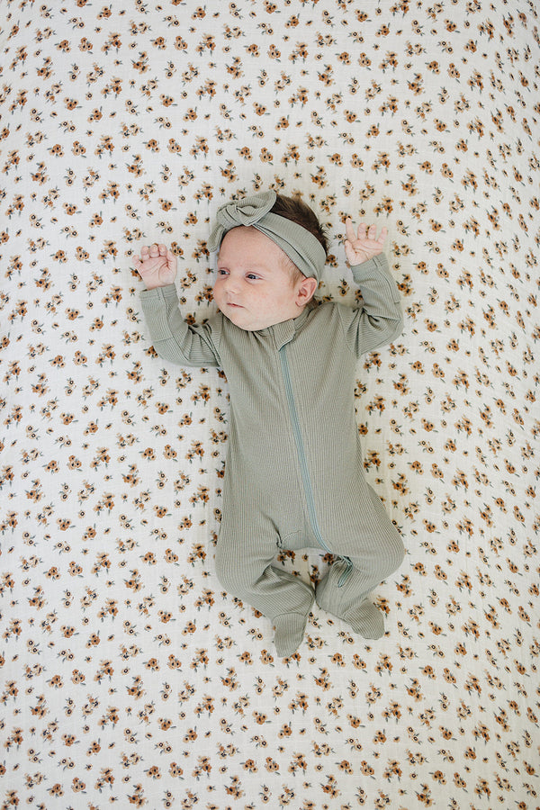 Autumn Bloom Muslin Crib Sheet