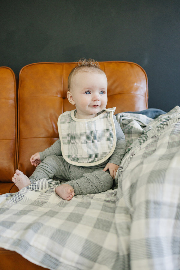 Coastal Plaid Classic Muslin Bib