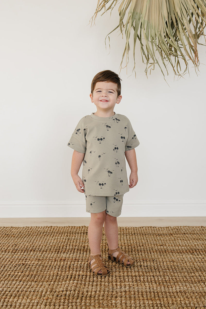 Palm Tree Button Short Set