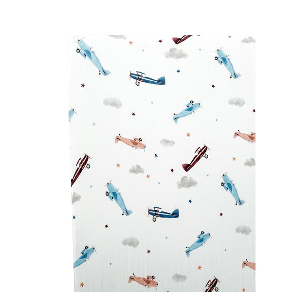 Bamboo Fitted Crib Sheet - Vintage Airplane