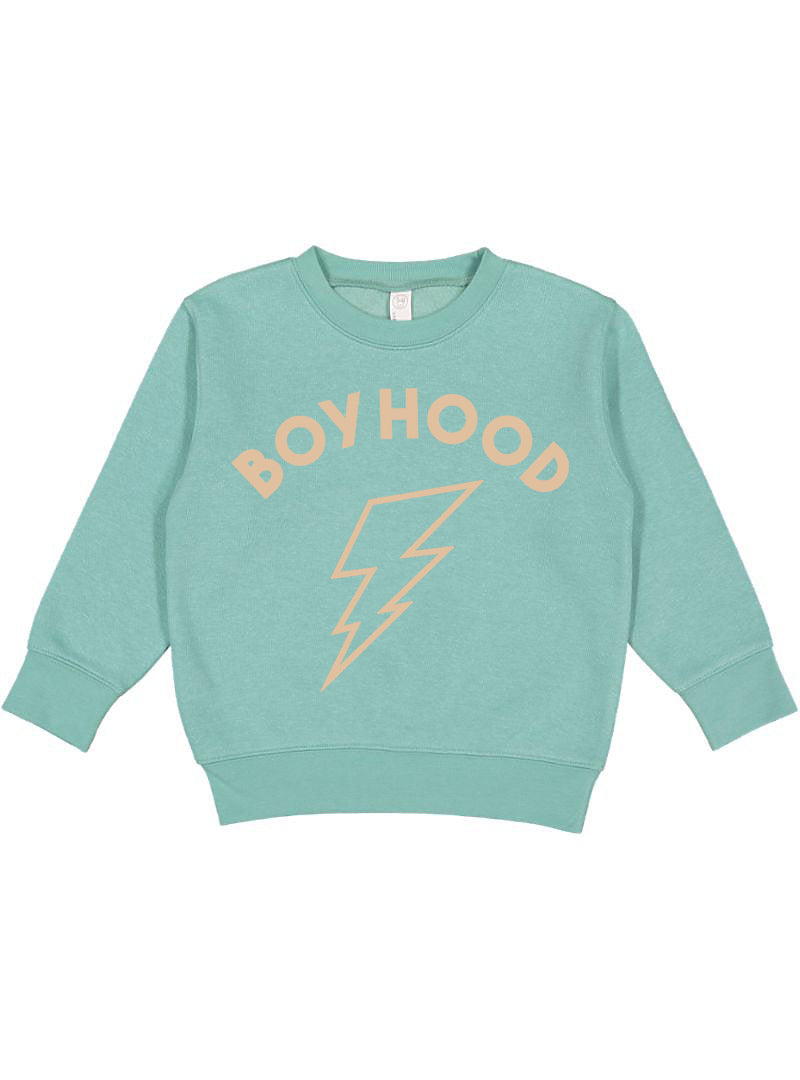 Boyhood Lightning Bolt Mint Fleece Crewneck Sweatshirt