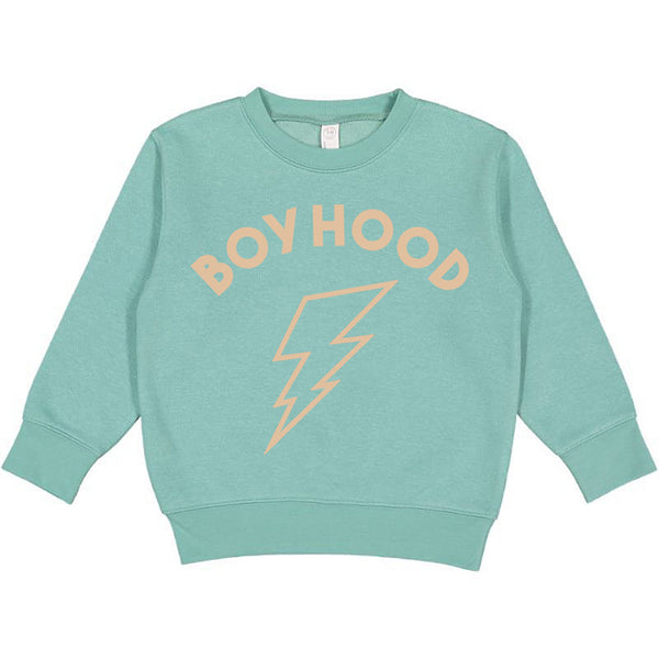 Boyhood Lightning Bolt Mint Fleece Crewneck Sweatshirt