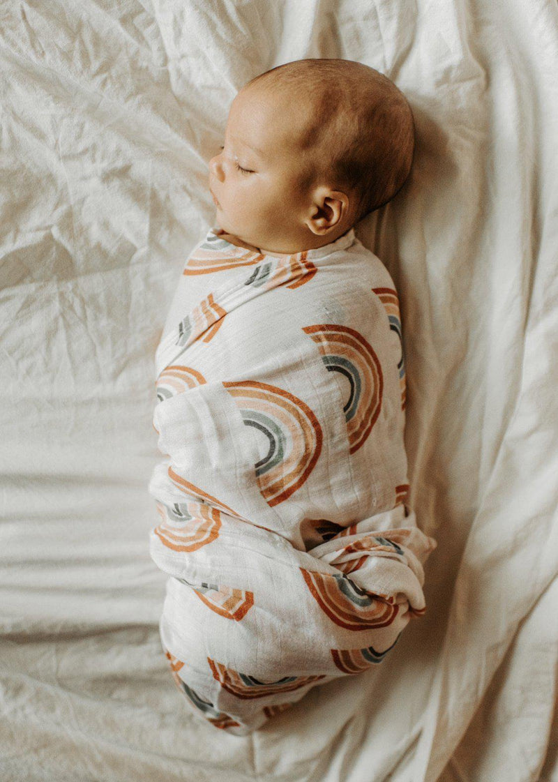 Neutral Rainbow Swaddle Blanket Urban Baby Co