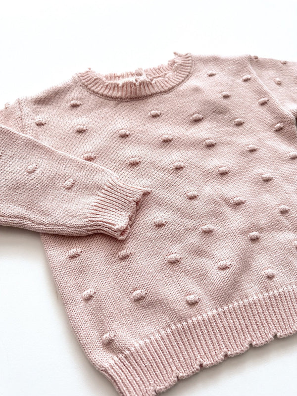 Organic Knit Sweater - Pink Pom