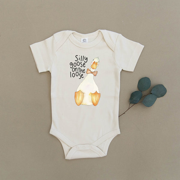 Silly Goose on the Loose Bowtie Organic Baby Onesie®