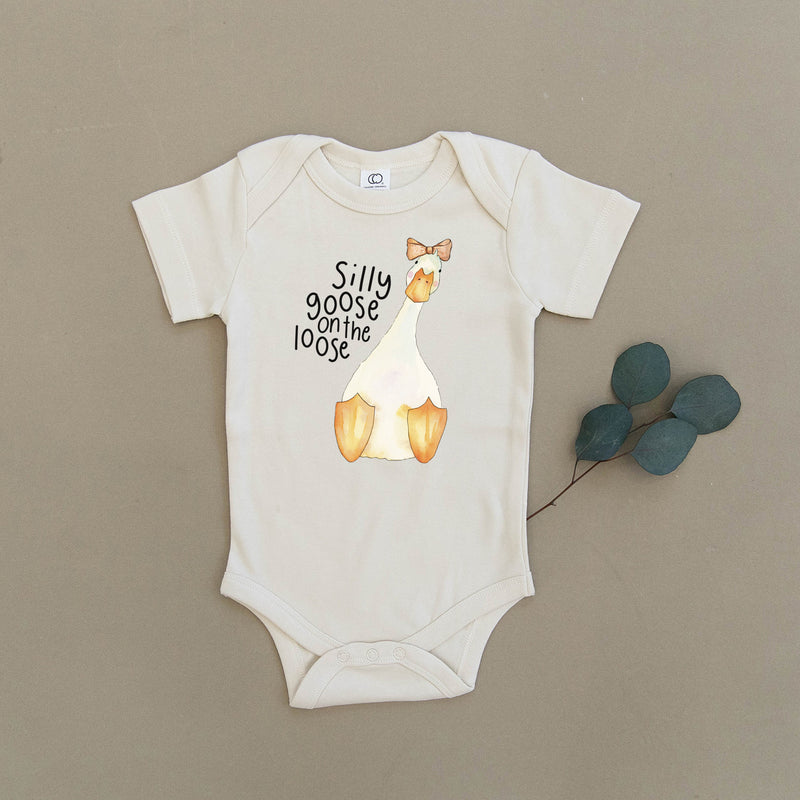 Silly Goose on the Loose Bow Organic Baby Onesie®