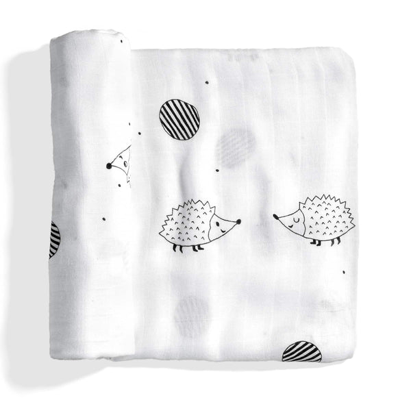 Hedgehog and mushrooms bamboo swaddle