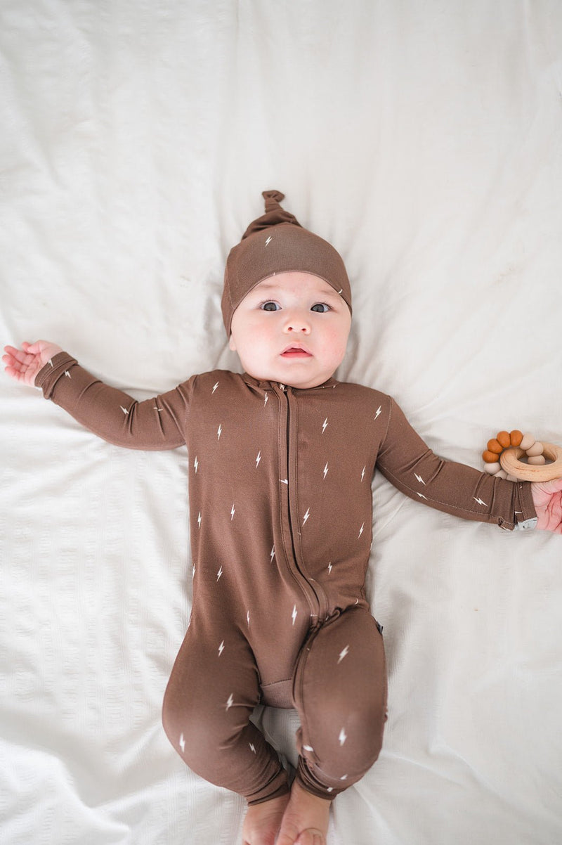 Zipper Romper - Brown Lightning