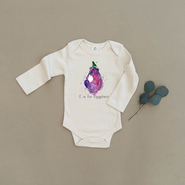 E is for Eggplant Organic Baby Onesie®