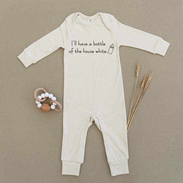 I'll Have A Bottle Of The House White Organic Baby Playsuit